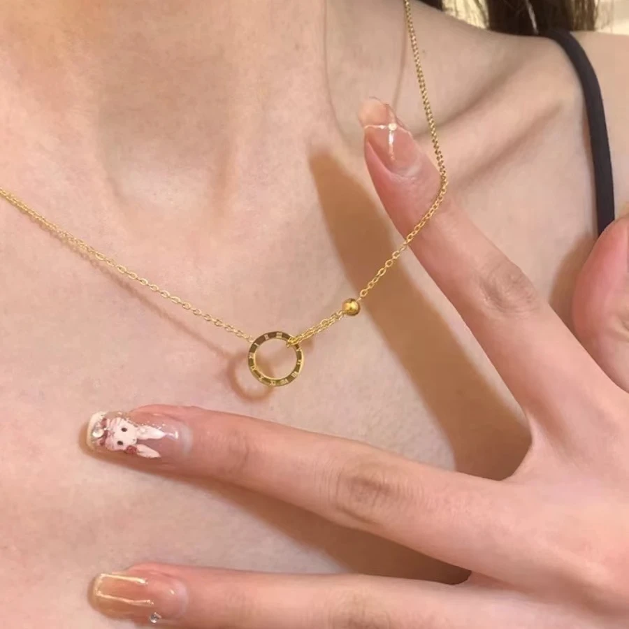 钛钢项链 LL罗马圆环项链