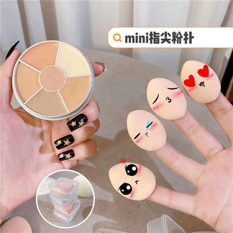 mini拇指粉扑超软不吃粉美妆蛋遮瑕细节气垫遮瑕粉扑小拖鞋粉扑便