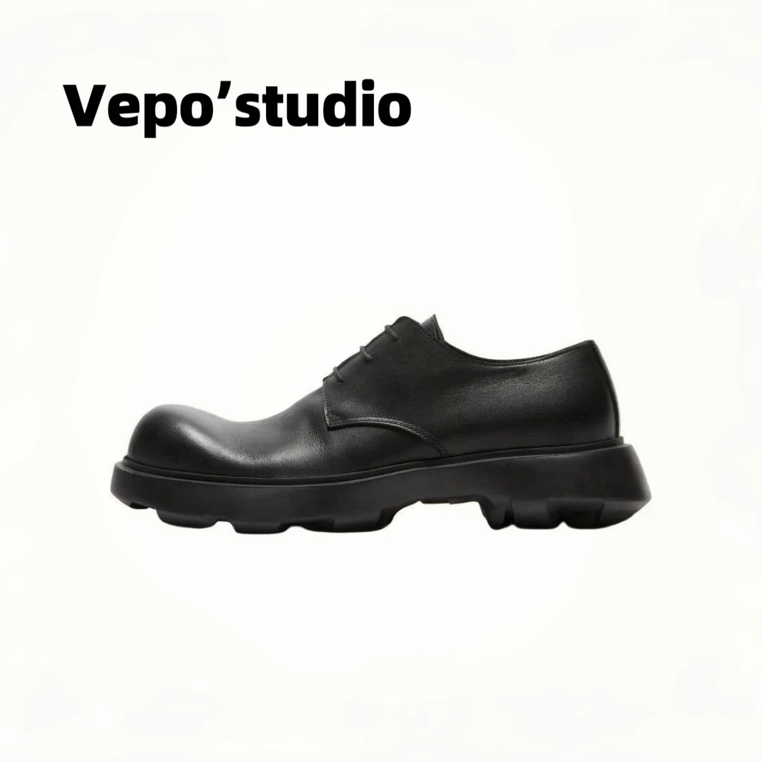 【Vepo‘s Studio】原样开发AC德比鞋圆头厚底增高皮鞋大头超轻款