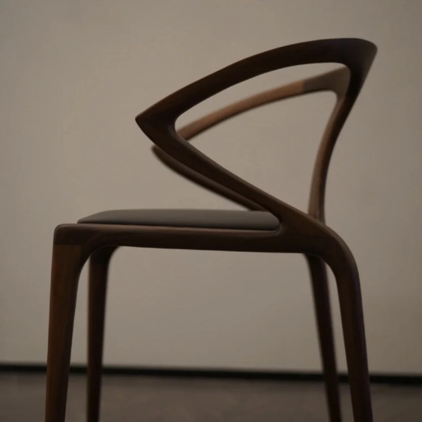 北美黑胡桃木剑椅实木北欧简约意式休闲椅洽谈接待办公新中式餐椅