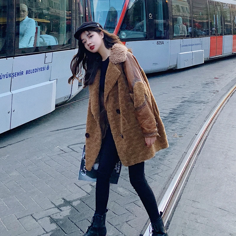 羊羔毛绒外套女2023年冬季新款韩版宽松皮毛一体加厚羽绒棉衣棉服