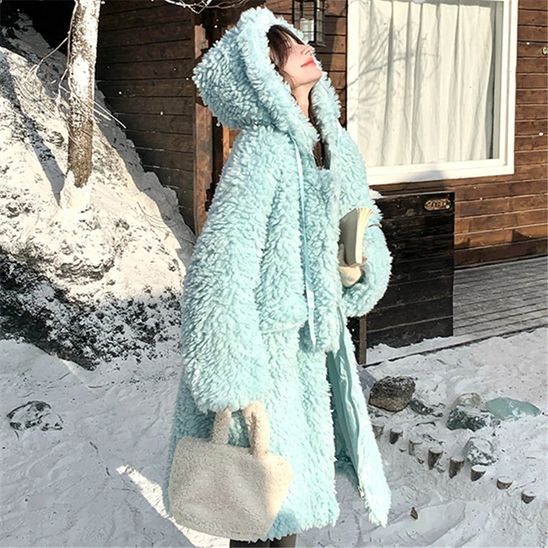 ins网红爆款超好看宽松加厚羊羔毛外套女冬新款中长款氛围感棉衣