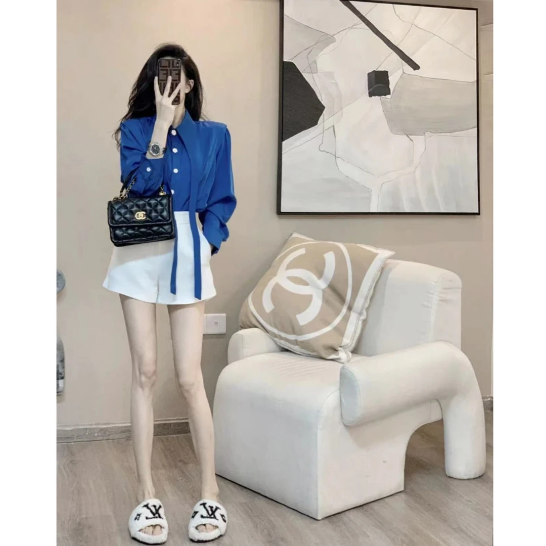 盐系衬衫女2023春夏新款设计感小众法式优雅气质甜美别致时尚套装