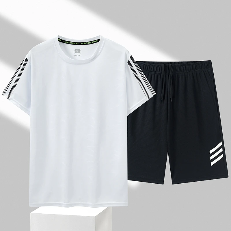 星空保罗运动套装时尚速干透气百搭两件套男士休闲跑步套装2318