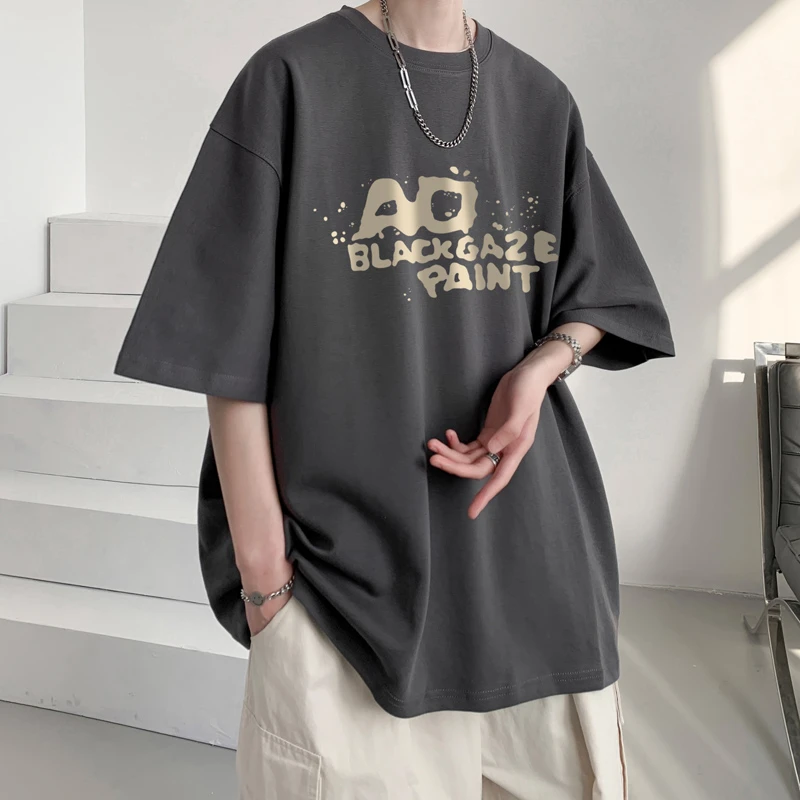 美式复古水洗做旧重磅短袖t恤潮牌欧美高街男夏季青少年半袖上衣