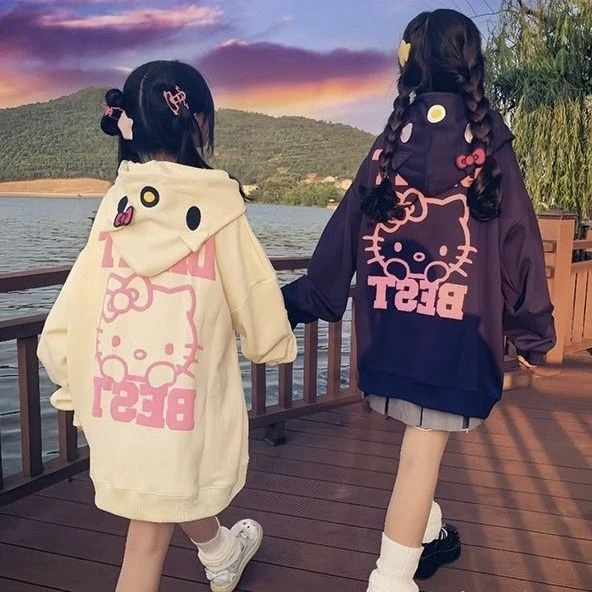 【冬季大促】女童开衫卫衣秋冬装新款卡通凯蒂猫印花洋气韩版中大