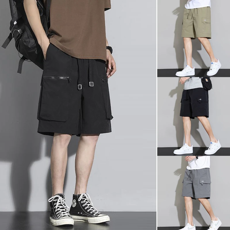 新款冰丝透气韩版时尚薄款夏季寛松运动男士男款百搭休闲裤短裤