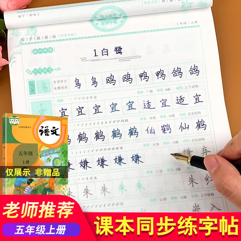 【龙图】五年级上册同步字帖练字帖人教版配套语文课本小学生控笔