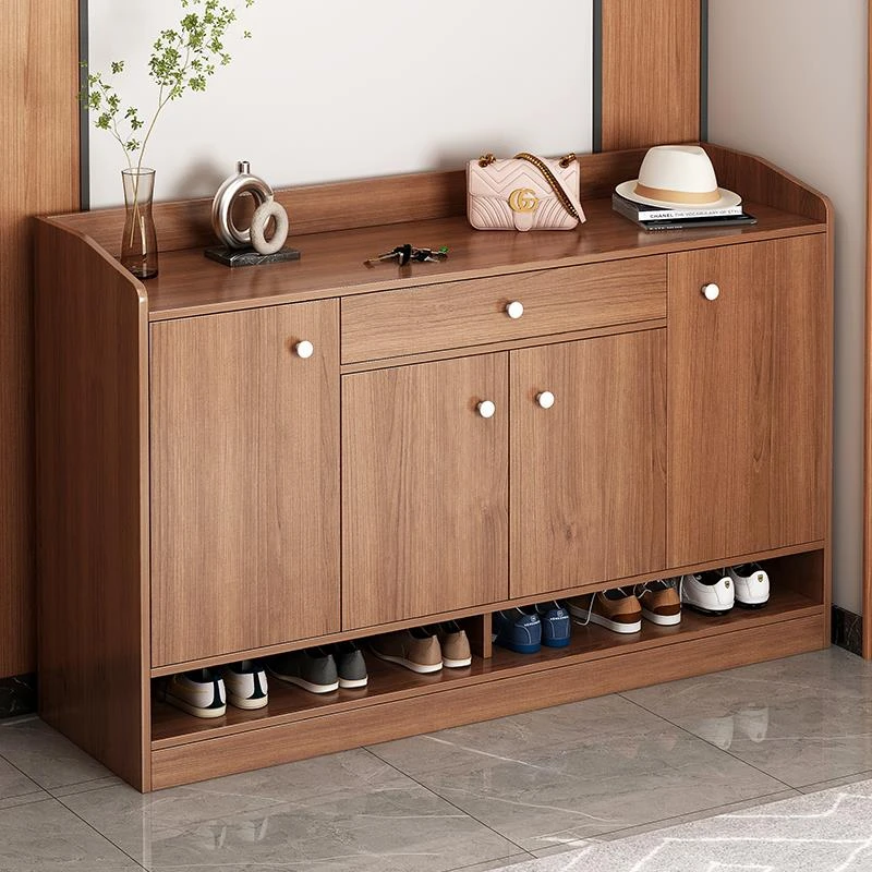 鞋柜门口家用2023新款实木色入户玄关柜一体大容量收纳鞋架子客厅