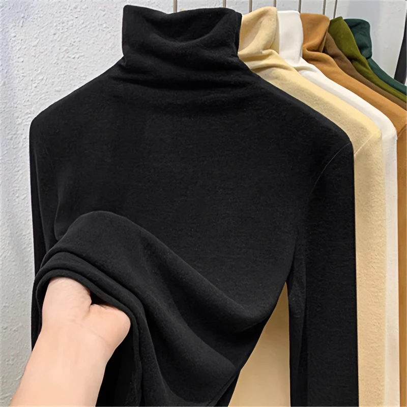 儿童洋气德绒打底衫秋冬2024新款高领保暖内搭男童女童长袖上衣服