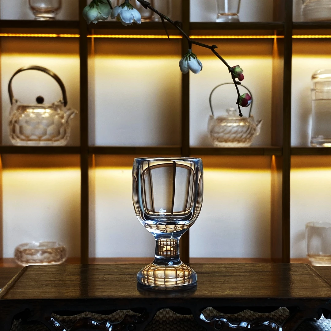 【鉴酒杯】纯水晶手工打磨小酒杯高脚白酒杯小号酒盅酒具水晶茶杯