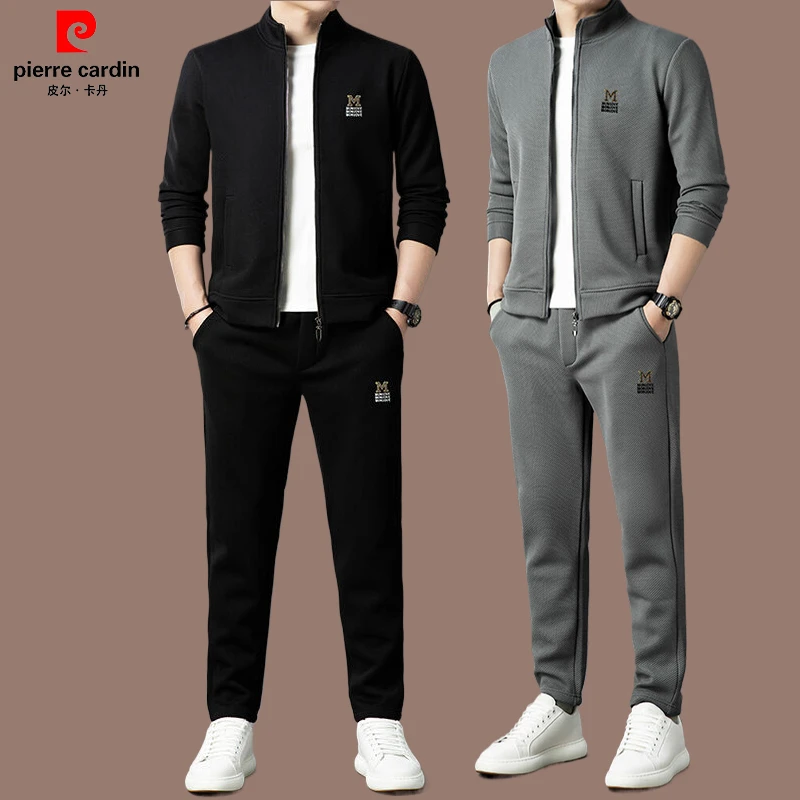 【皮尔卡丹】新款长袖男士时尚休闲套装春秋季男款运动立领帅气外套