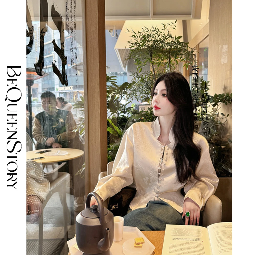 余潇潇【琉光春晓】新中式立领设计桑蚕丝欧根纱国风外套