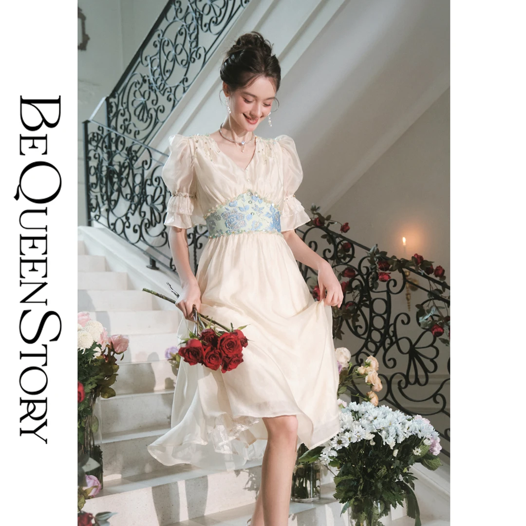 【小云总专享】【幽香百合】气质温柔风仙女收腰连衣裙2025春夏新款