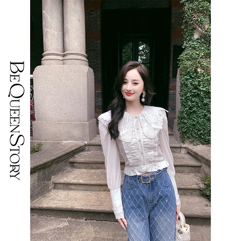 余潇潇【浮世爱恋】法式时尚减龄娃娃领设计感气质长袖衬衫