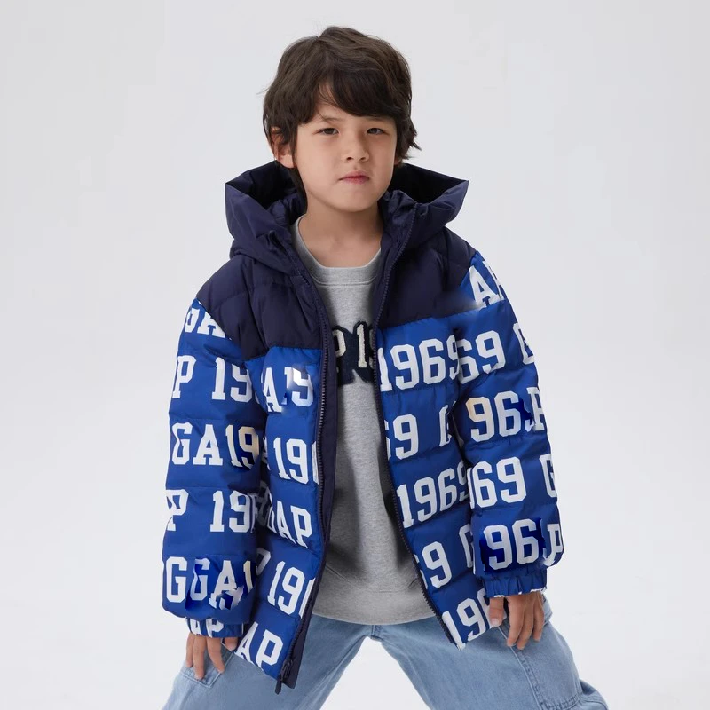 男女童秋季冬款满印印花连帽亲子羽绒服426787加厚休闲外套儿童装