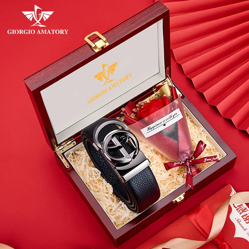 【甄选七夕礼物送男友】真牛皮皮带男士自动扣裤腰带男款时尚百搭潮