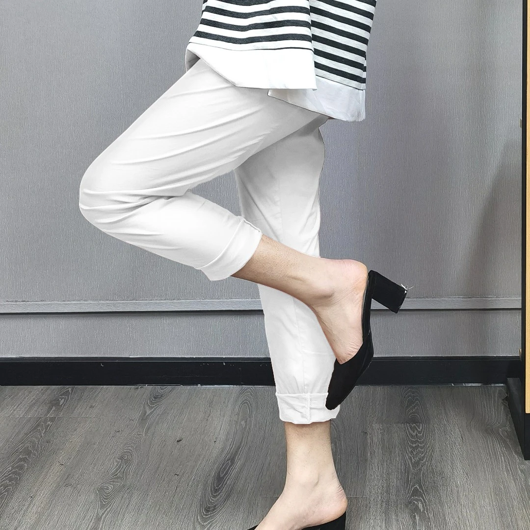 夏季高弹轻薄透气款棉质修腿九分裤小脚裤百搭打底裤  P1886