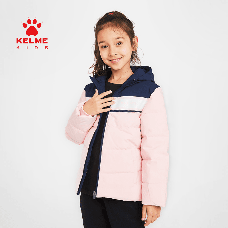 【LIFESTYLE】卡尔美儿童羽绒服加厚棉衣保暖衣白鸭绒足球外套QC