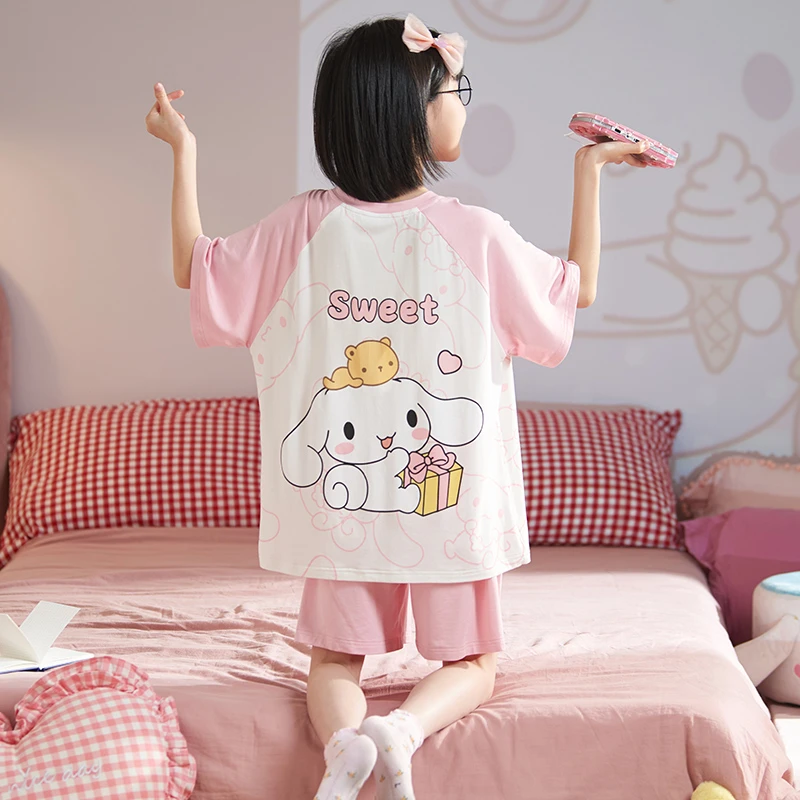 bejirog/北极绒女童莫代尔短袖短裤两件套空调家居服睡衣套装夏