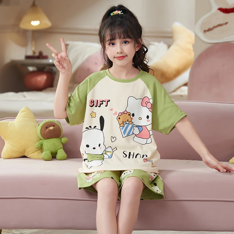 bejirog/北极绒女孩可爱公主风短袖纯棉睡衣夏季空调家居服两件套