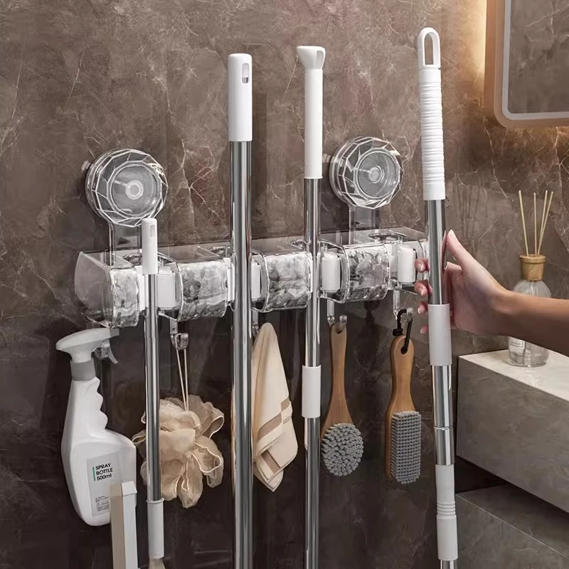 新疆包邮哥吸盘拖把壁挂夹浴室家用拖布扫把夹卫生间免打孔强承重