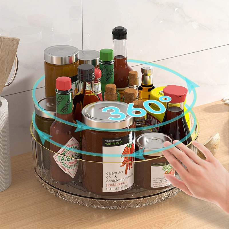 新疆包邮哥旋转调料置物架厨房家用多功能托盘收纳油盐酱醋收纳盘