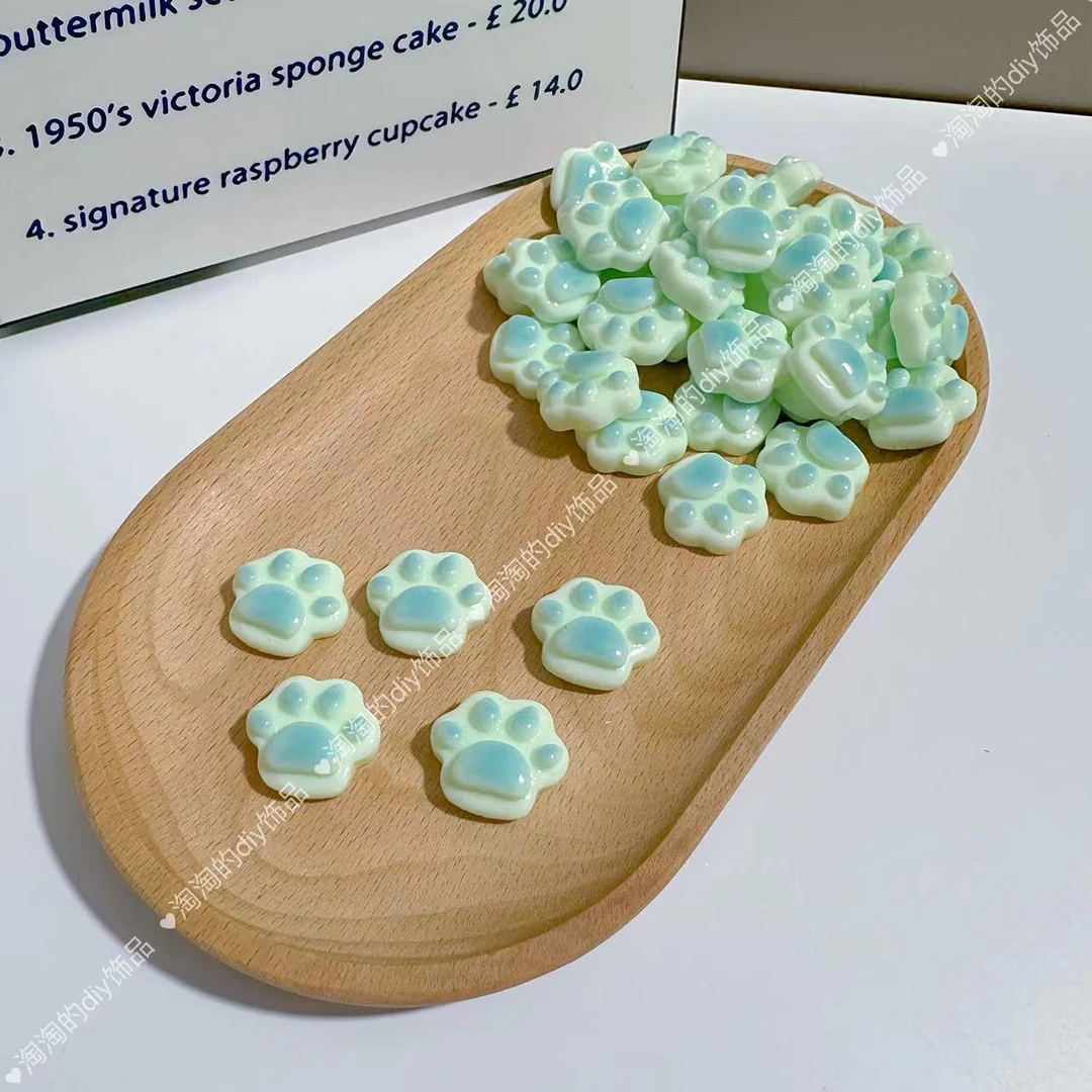 【淘妈定制--蓝色猫爪面包】树脂手工diy饰品可爱配件