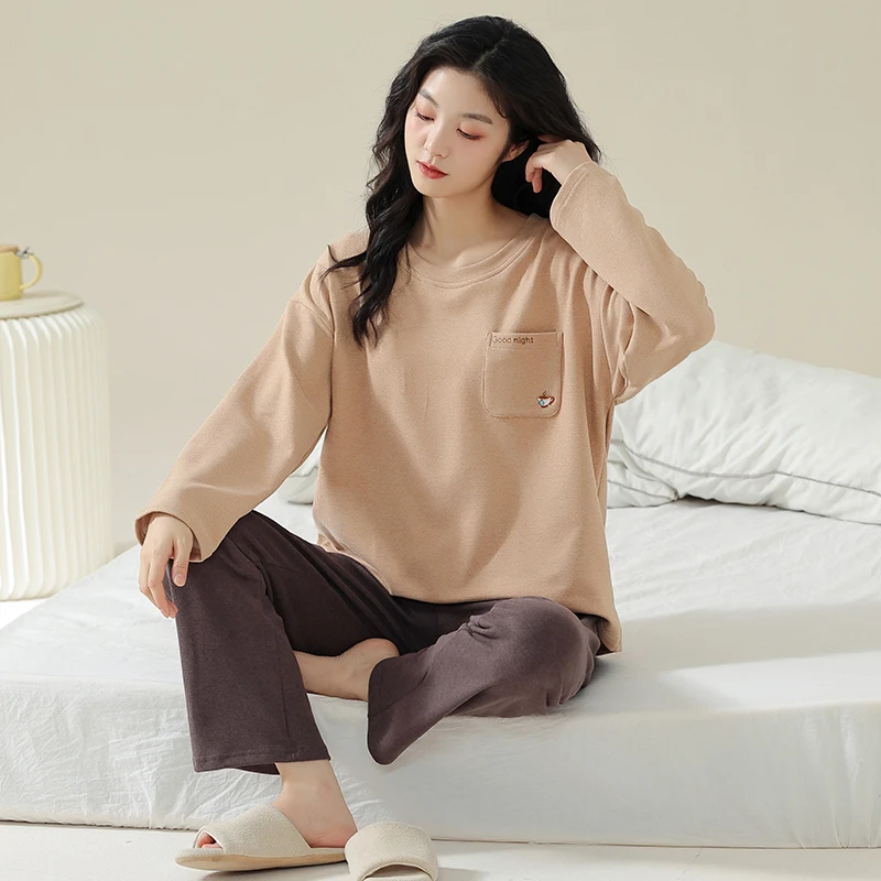 德绒睡衣女秋冬季冬款薄绒保暖长袖冬天休闲可外穿家居服大码套装