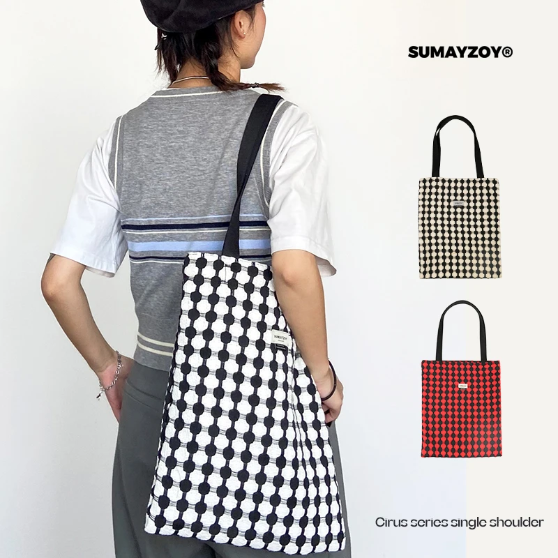 SUMAYZOY帆布包女单肩包新款小众设计师通勤休闲大容量上课手提袋