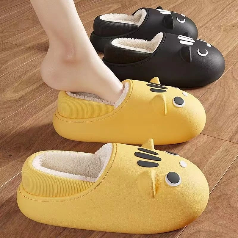 棉鞋女2023卡通棉拖鞋防水外穿室内家居情侣保暖防滑包跟女士冬天