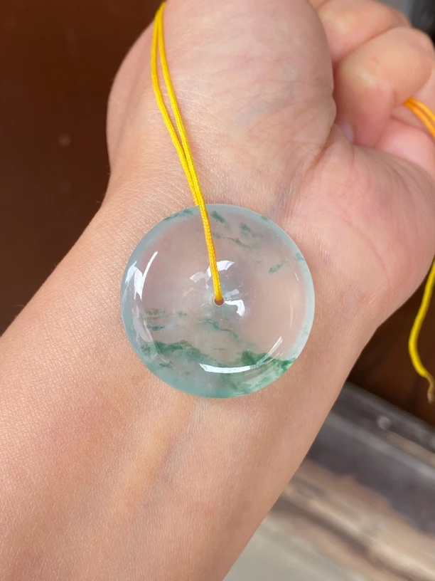 冰飘兰花翡翠平安扣吊坠（不含绳）