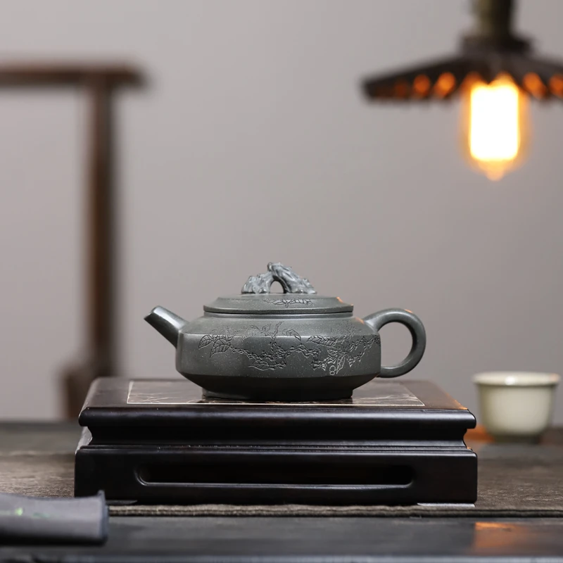 宏运紫砂宜兴紫砂壶清灰泥六方壶200c