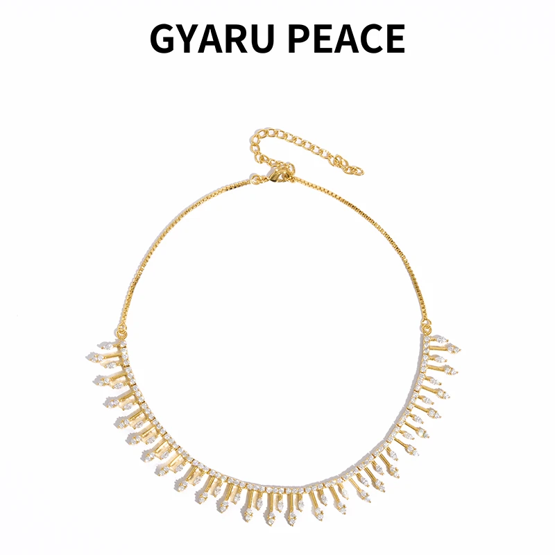GYARU PEACE 铜合金合成锆石项链 捕梦网蕾丝K金水晶项链轻奢简约