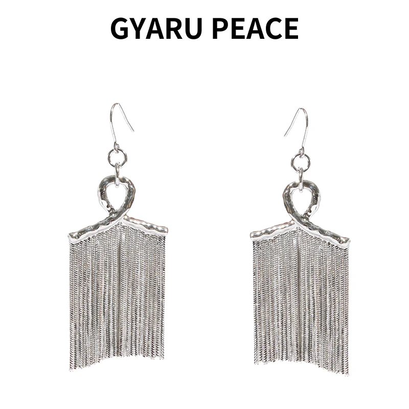 GYARU PEACE 铜合金耳饰 清冷新中式手工烧银流苏耳饰