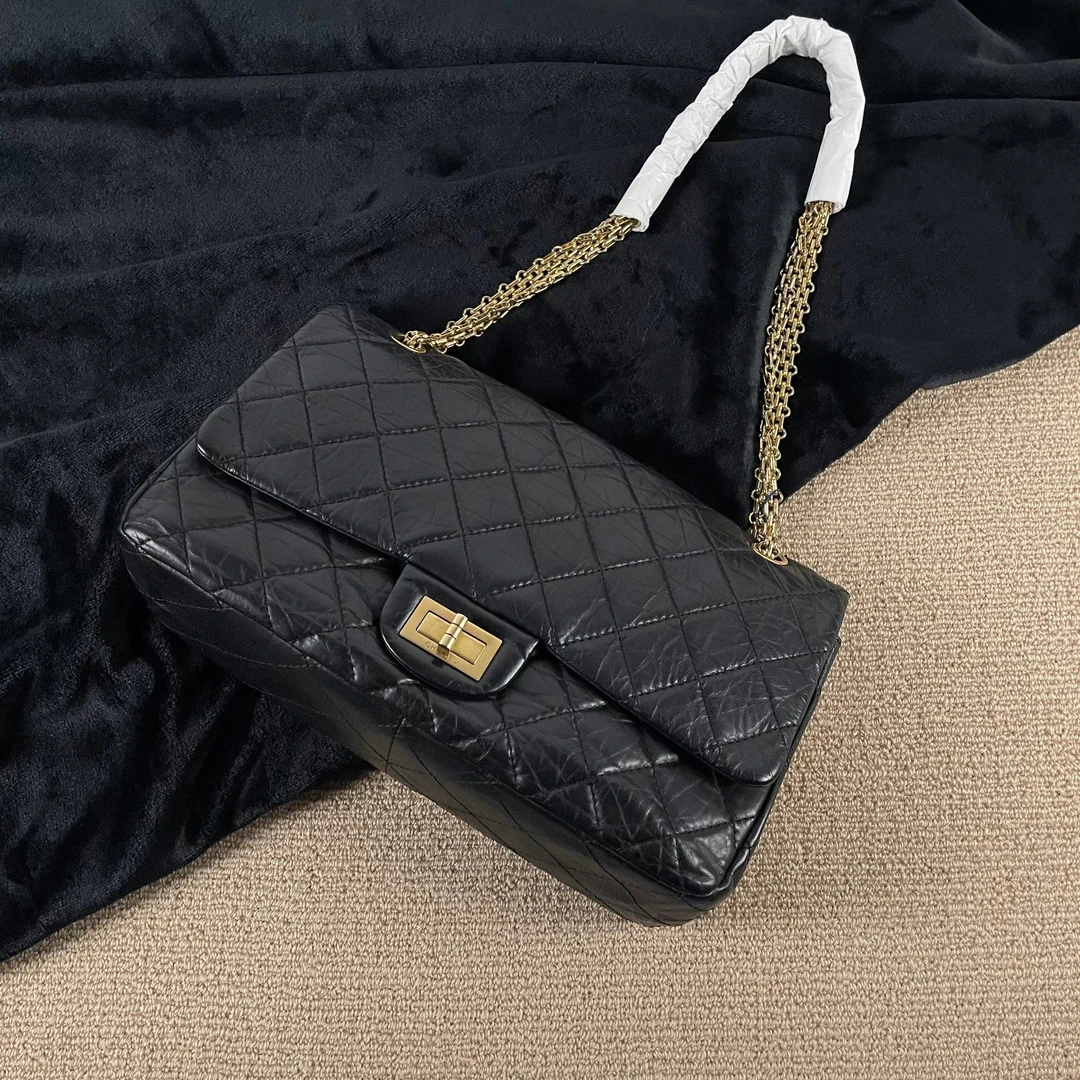 95新 Chanel/香奈儿 AW/  黑金2.55女士单肩斜跨包666593