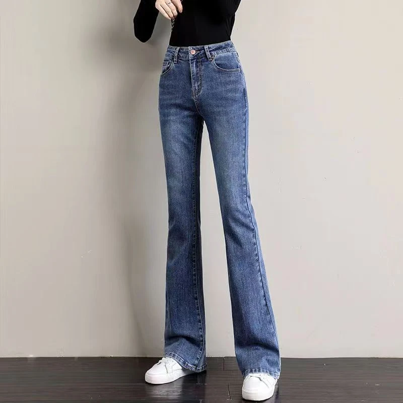 牛仔裤秋季小个子长裤百搭女士微喇叭裤子弹力高腰修身显瘦秋冬款