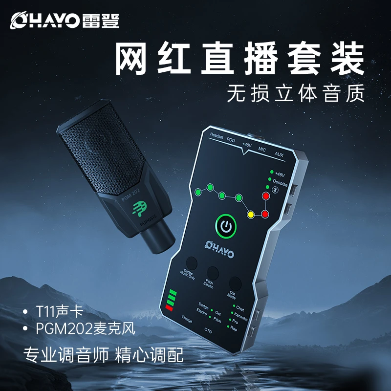 雷登北斗星声卡网红专业无线外置K歌录音便携通用手机电脑声卡
