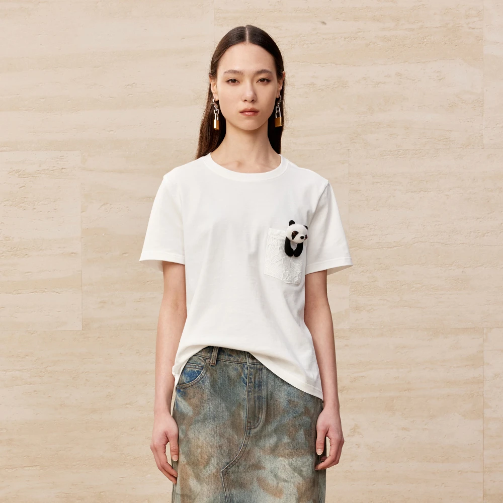 UOOYAA/乌丫趣味可脱卸熊猫玩偶T恤UY24262T106317