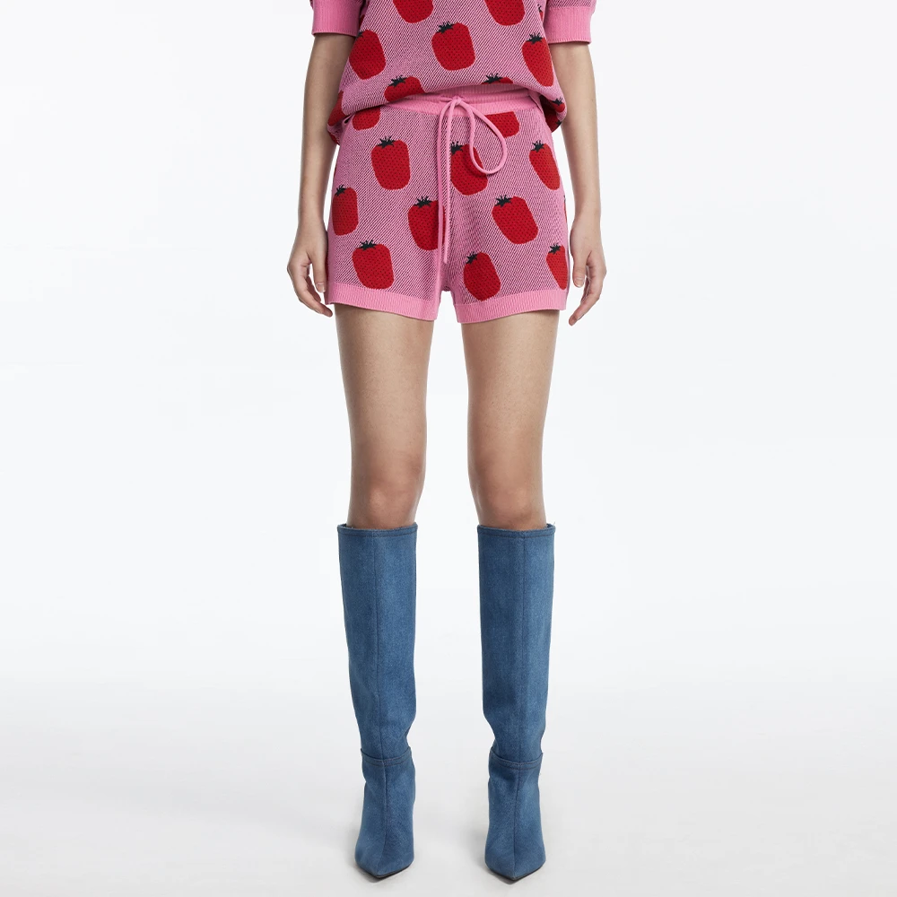 UOOYAA/乌丫「Sweet Girls」系列草莓提花针织短裤UY23264M700157