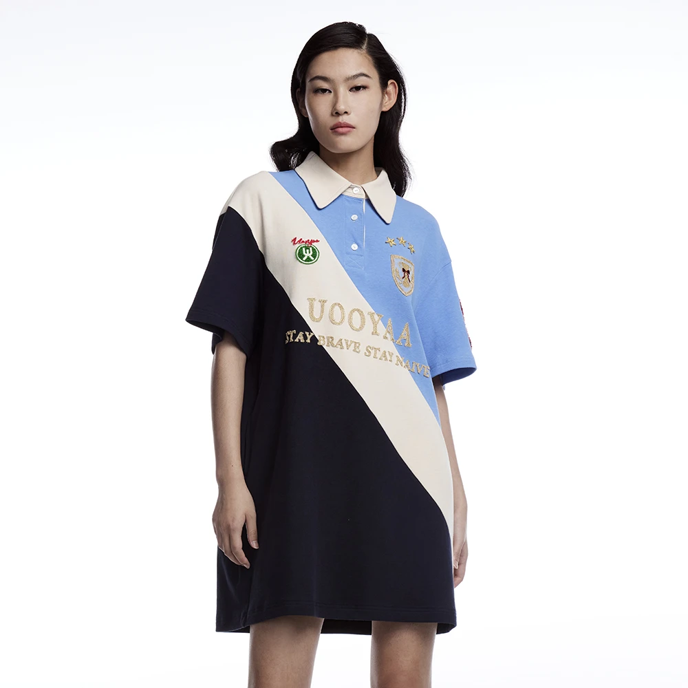 UOOYAA/乌丫复古拼接POLO连衣裙UY23153L109030