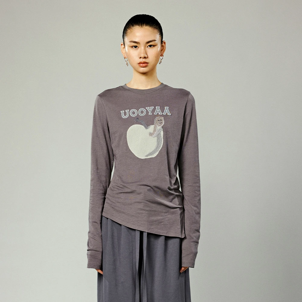 UOOYAA/乌丫「一本正经的人」黑色幽默长袖T恤UY24312Z106191