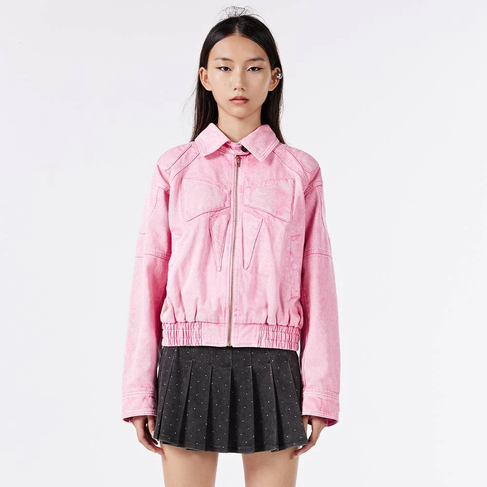 UOOYAA乌丫秋季「机甲美少女」系列蝴蝶结做旧外套5193