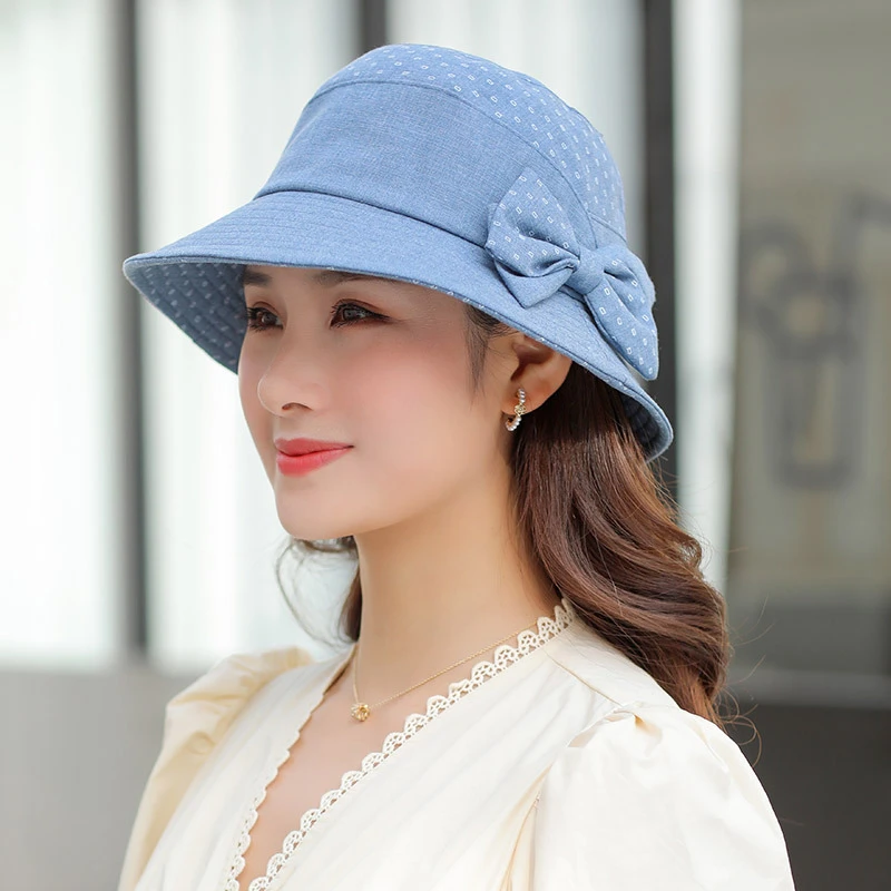 春秋款帽子女中老年妈妈遮阳帽子渔夫帽户外出游女士时尚休闲盆帽