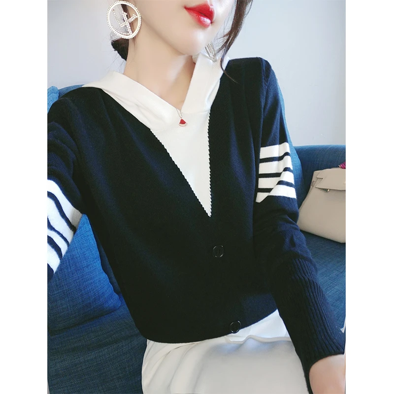 长袖连帽针织衫卫衣女春秋2023新款设计感小众打底衫上衣 YL1802