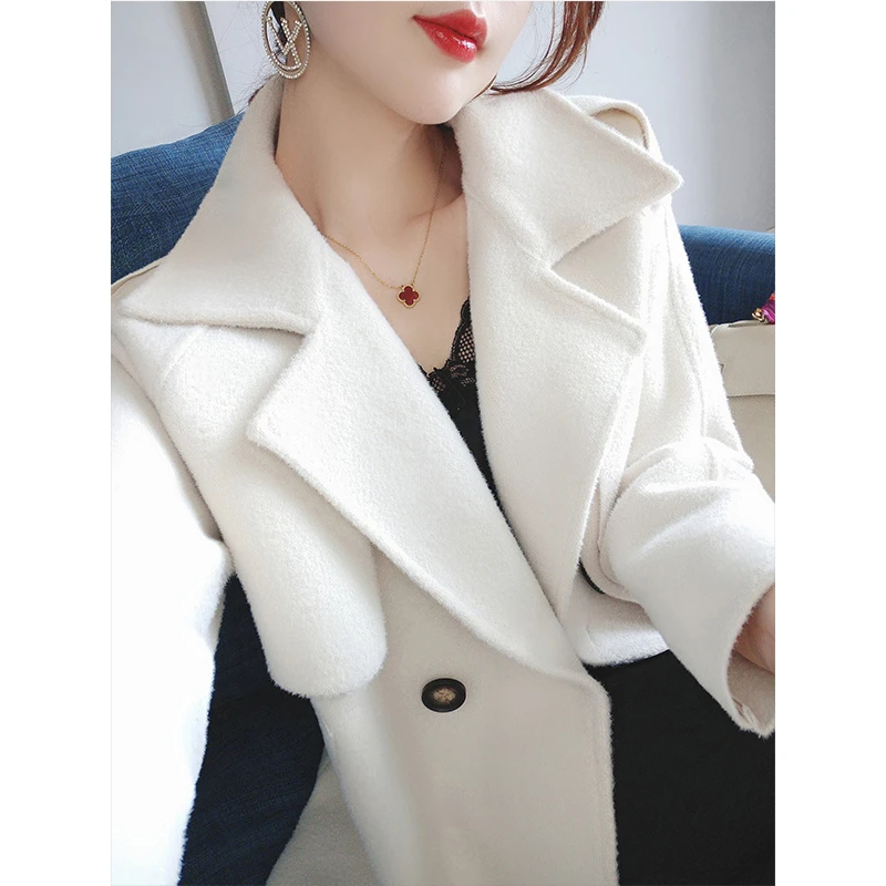 毛呢外套女春秋2023年新款韩版气质西装领中长款高端呢子大衣女装