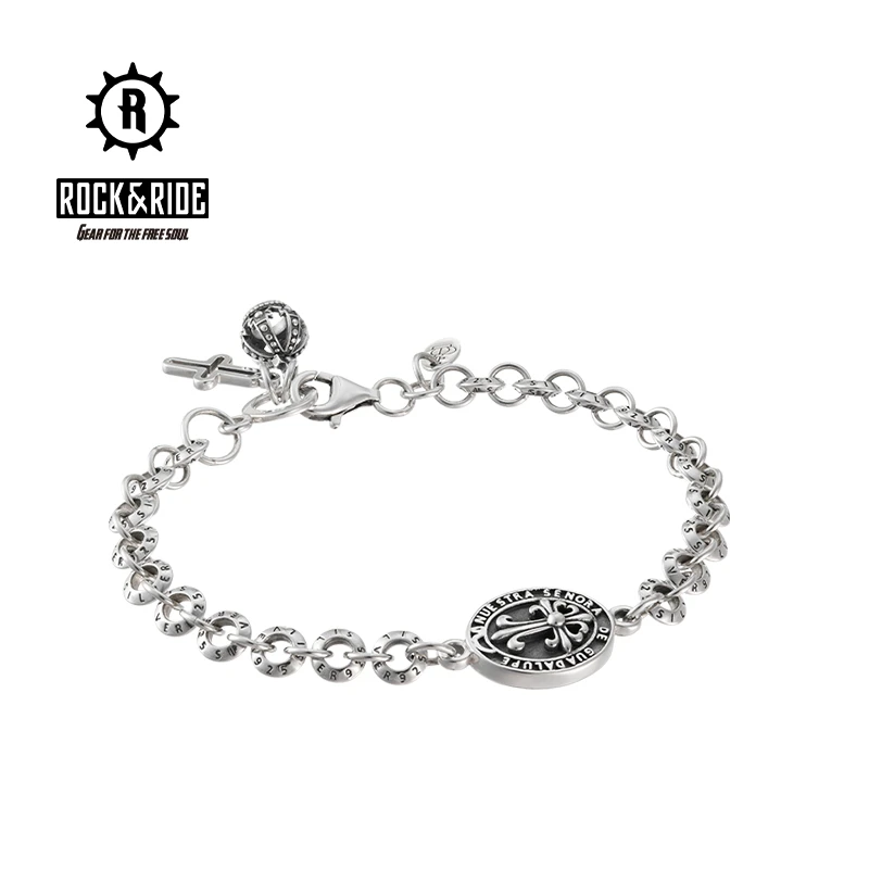 ROCK&RIDE 925银手链 鸢尾花手链男士设计感礼物女饰品小众高级感