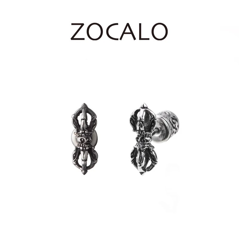 ZOCALO 925银耳饰 降魔杵系列耳钉 男士复古日潮手工银饰个性百搭