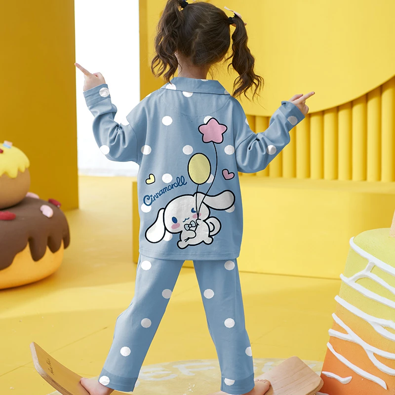 女童睡衣春秋款纯棉儿童女孩秋季中大童长袖家居服秋冬全棉玉桂狗