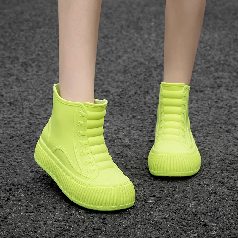 时尚雨鞋女士防水鞋短筒防滑雨靴女厚底厨房内增高学生胶鞋水鞋夏